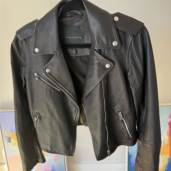 100% Leather Club Monaco Gracella Moto Biker Jacket - Picture 4 of 5